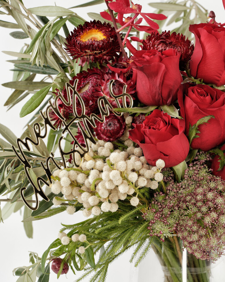 Flower closeup with merry Christmas - Flowers and plants product photography