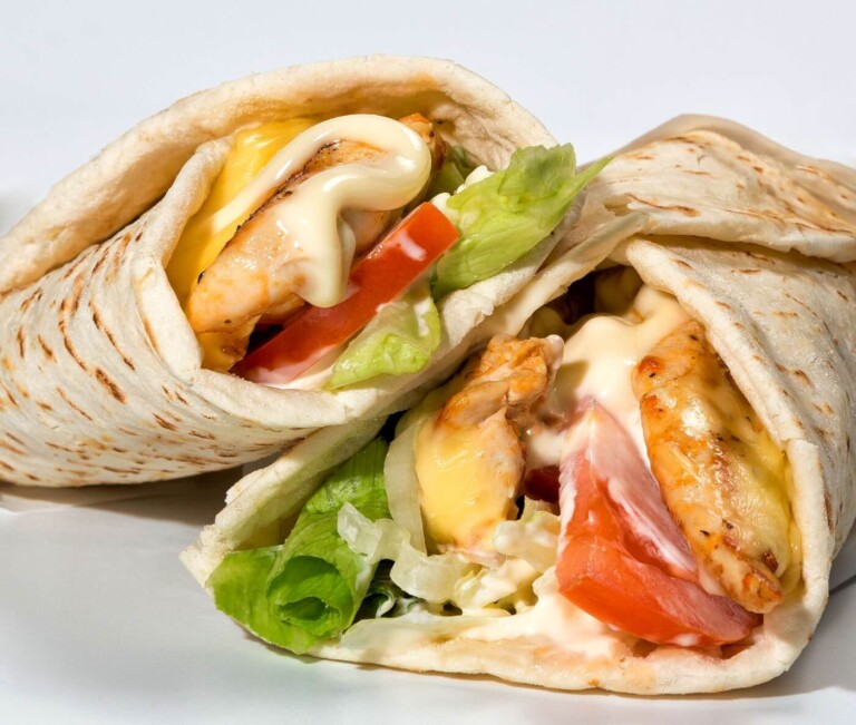 Food photography of a chicken wrap 2