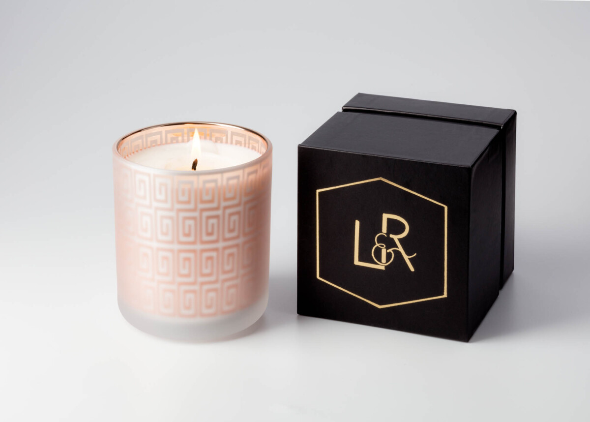 Product photography of diffusers and candles Pink candle